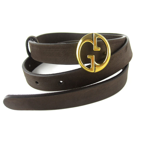 Gucci GG Nubuck Thin Leather Belt