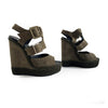 Pierre Hardy Khaki Green Suede Platform Wedge Sandals sz 39 / 9