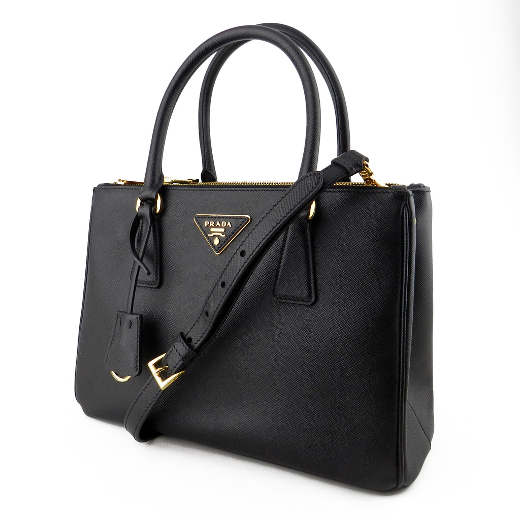  Prada Galleria Medium Black Saffiano Leather Tote